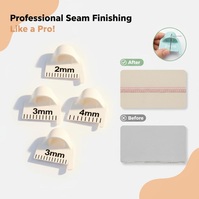 HarMomentum Edge Stitch Lock and Sewing Gauge-Sewing Gauge-Edge Sewing Lockranding Tool-Needle Gauge Quilting Ruler for Straight & Curved Seams for Beginners,Professional Sewers - 2/3/4 Mm, 3 Pcs,Plastic (White) - Image 2